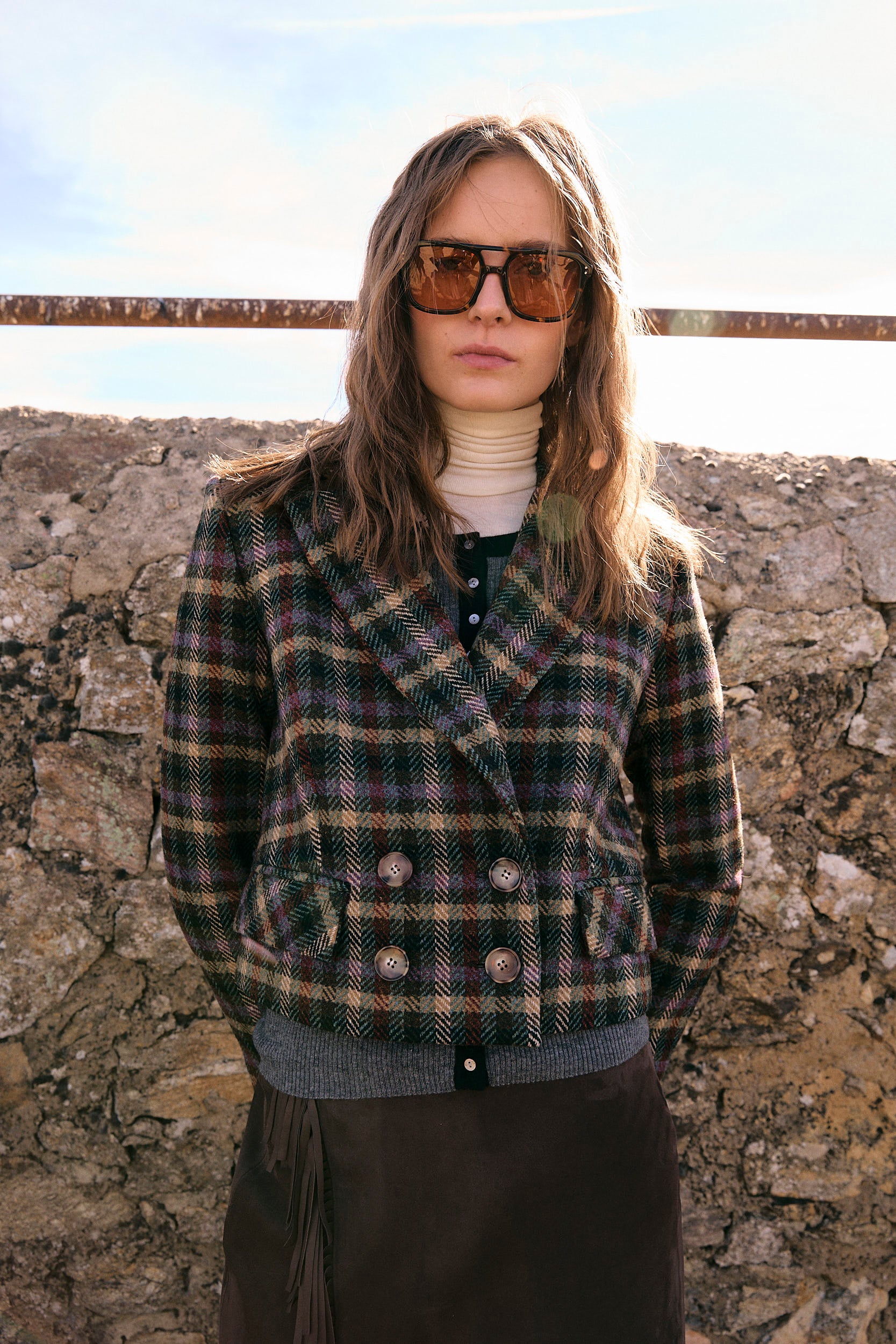 CHAQUETA SPENCER CUADROS MORADO