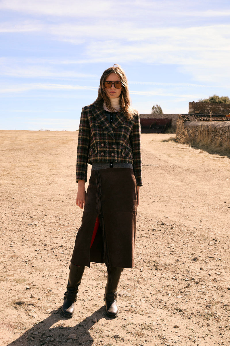 CACERES LEATHER BROWN SKIRT