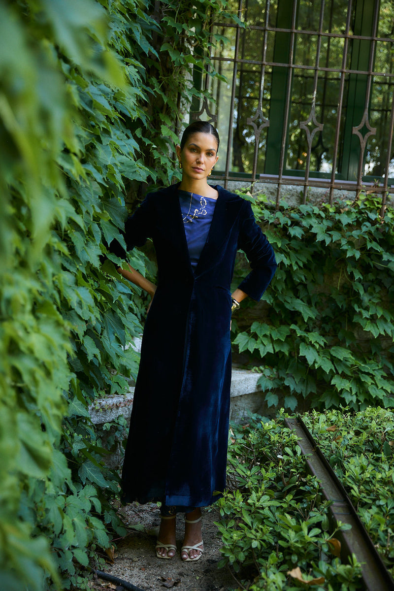 MANTEAU COSIMA VELVET MARINE