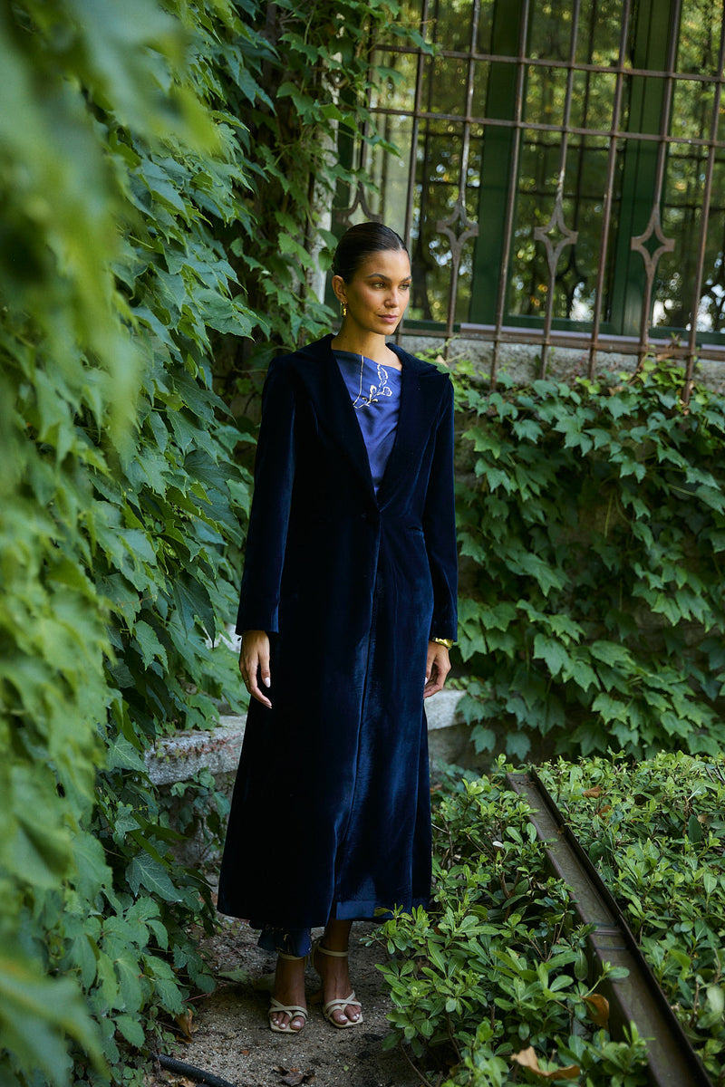 MANTEAU COSIMA VELVET MARINE