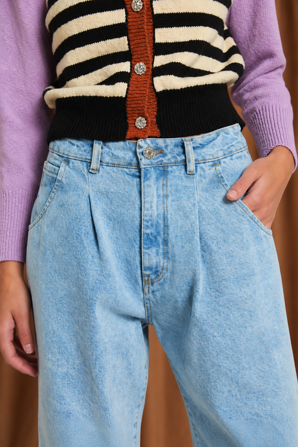 BOYFRIEND BLUE BLEACH JEANS