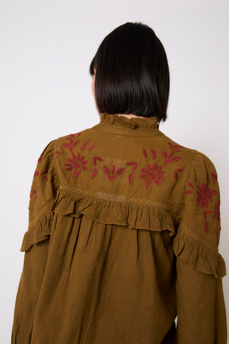 BLUSA TRUJILLO EMBROIDERY KAKI