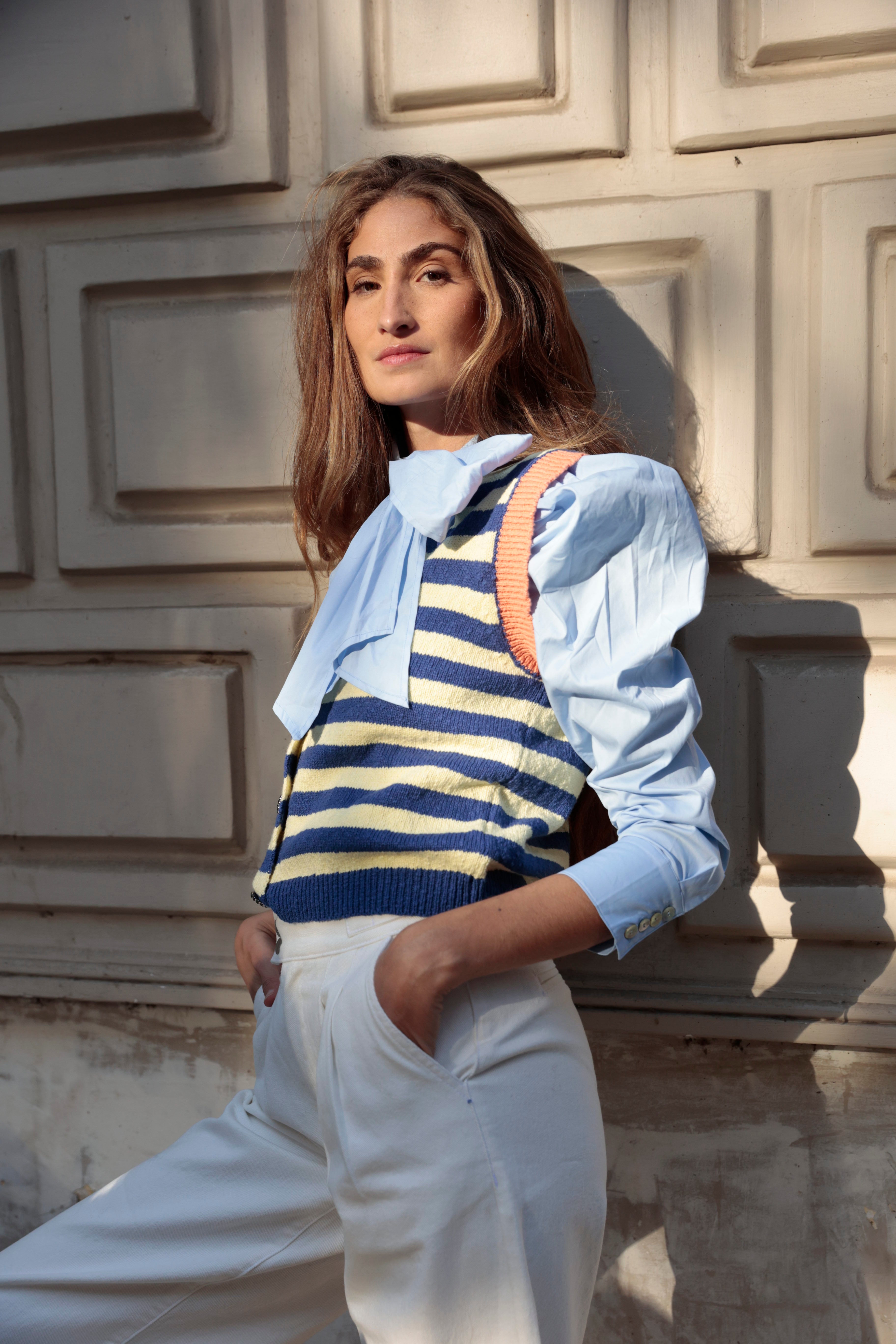 CHALECO MARINERO PUNTO AZUL