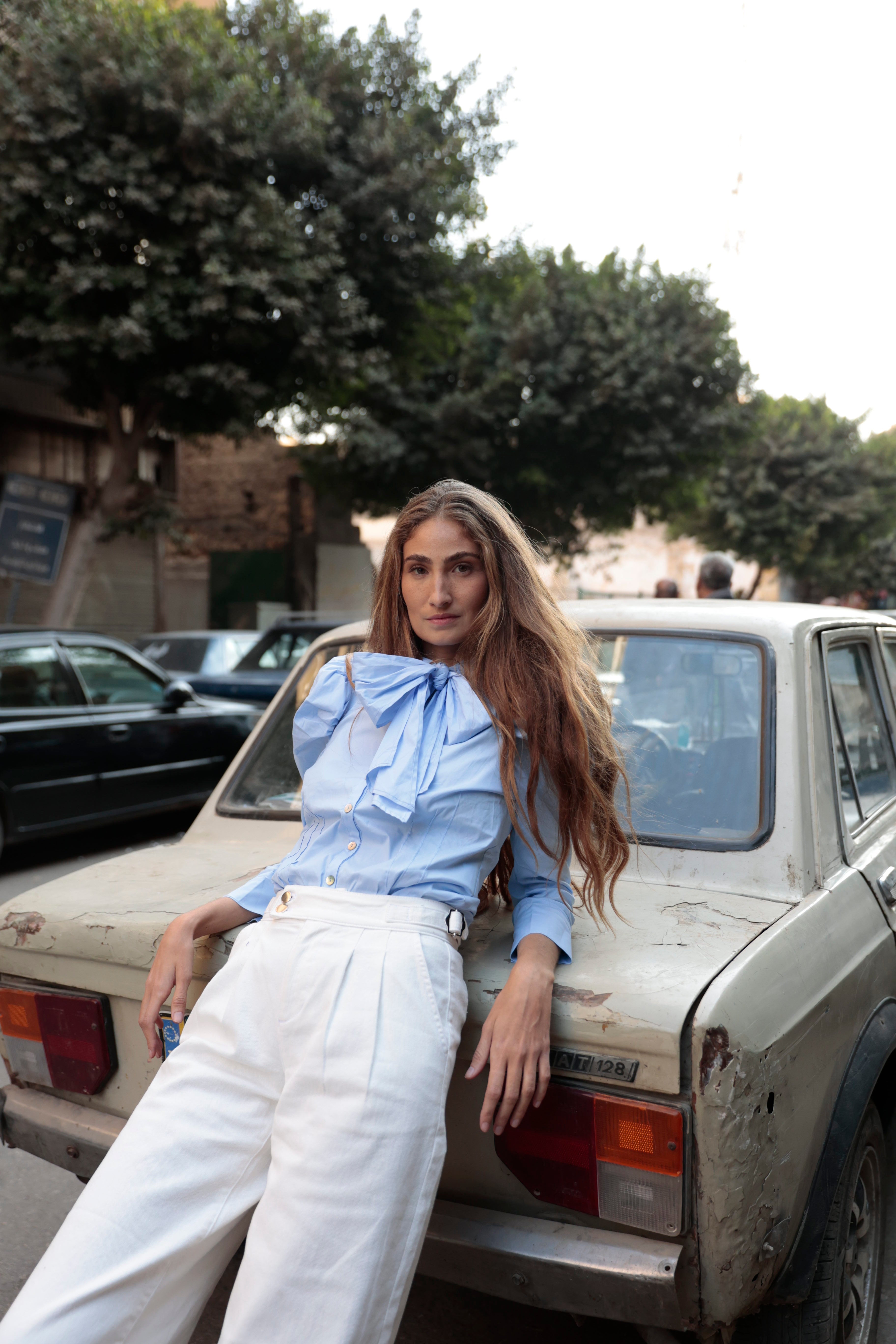 BLUSA PAJARITA POPELIN AZUL