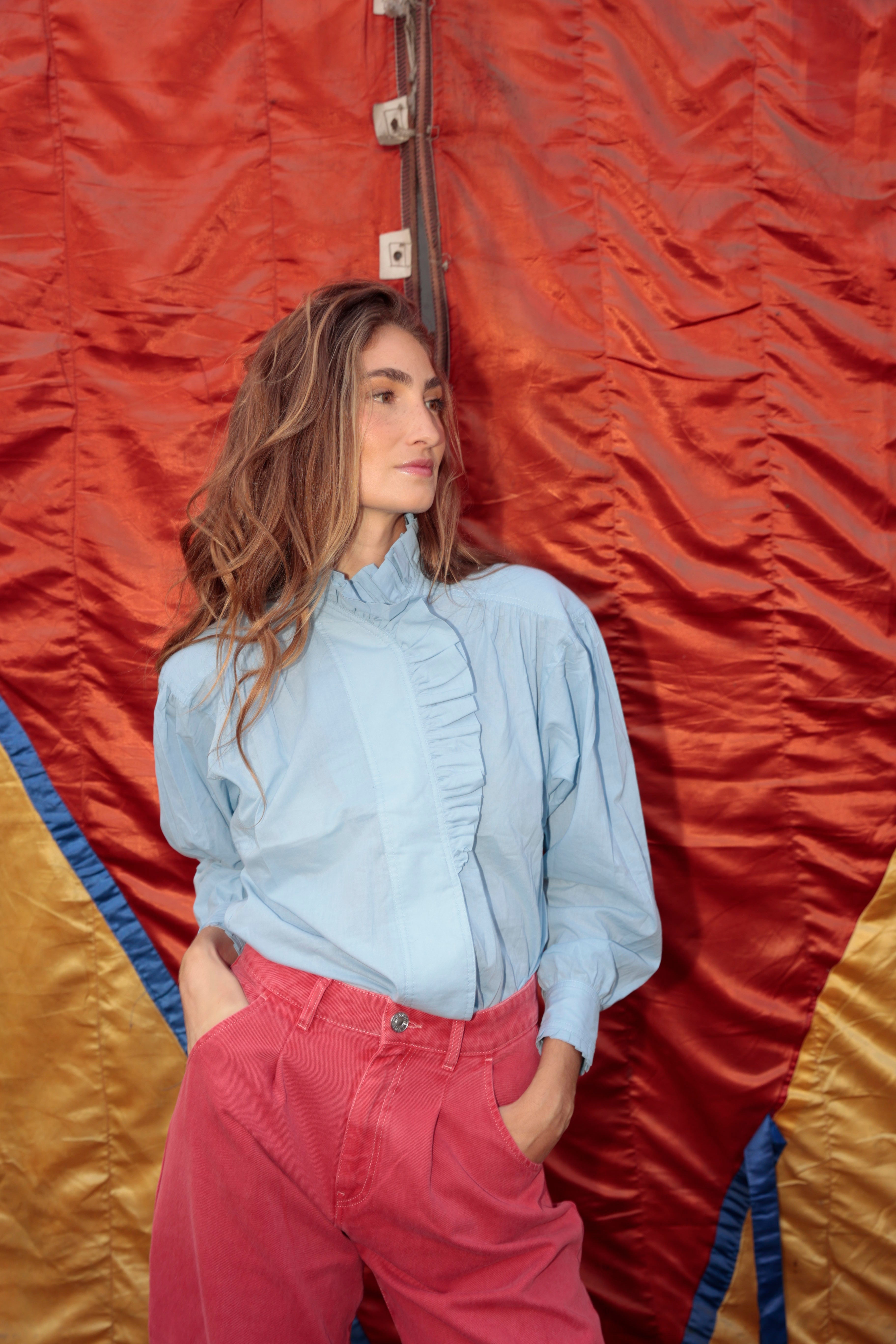 BLUSA MARIBEL VOILE AZUL