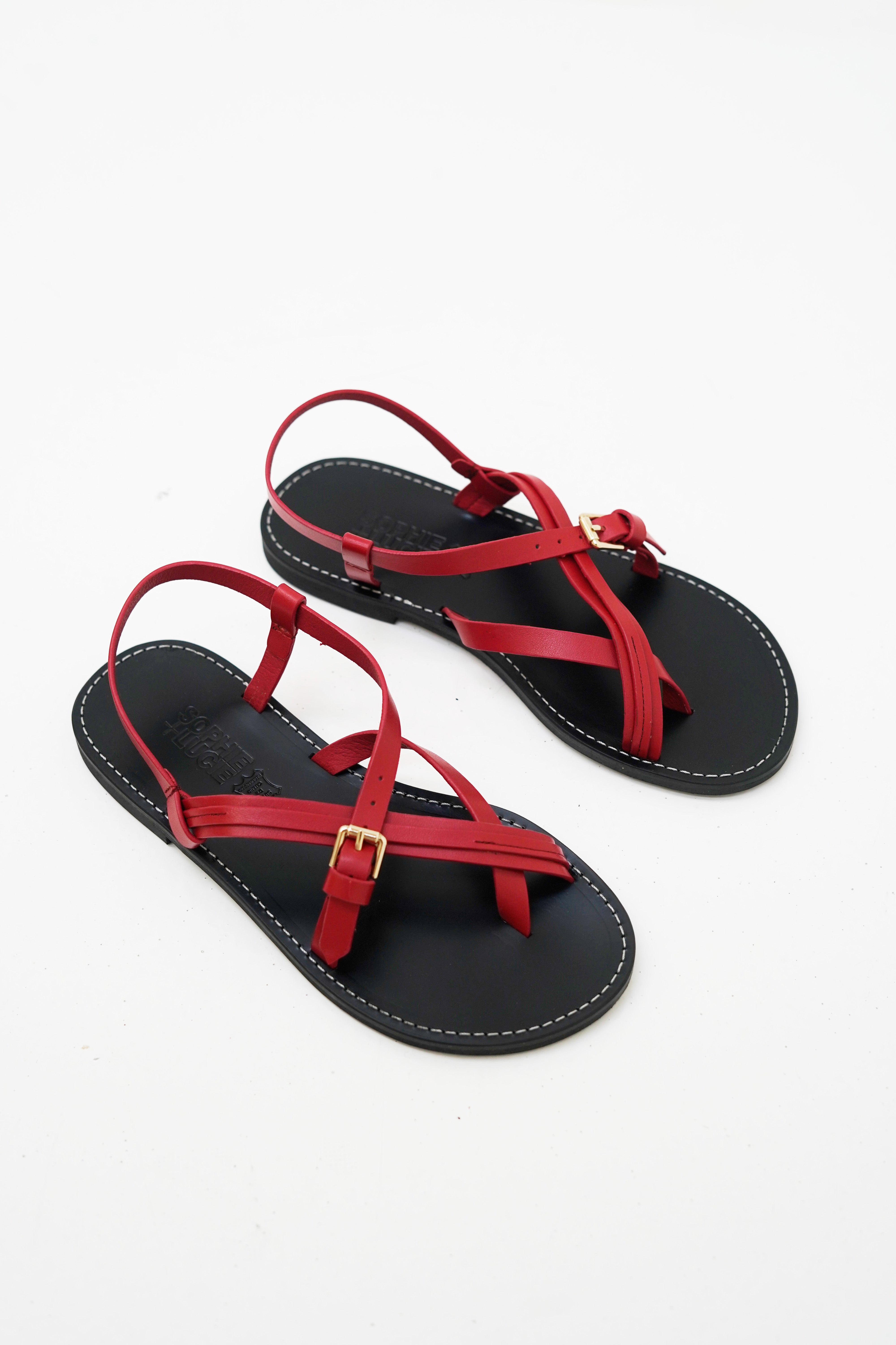 SANDALIA BARBARA PIEL ROJO