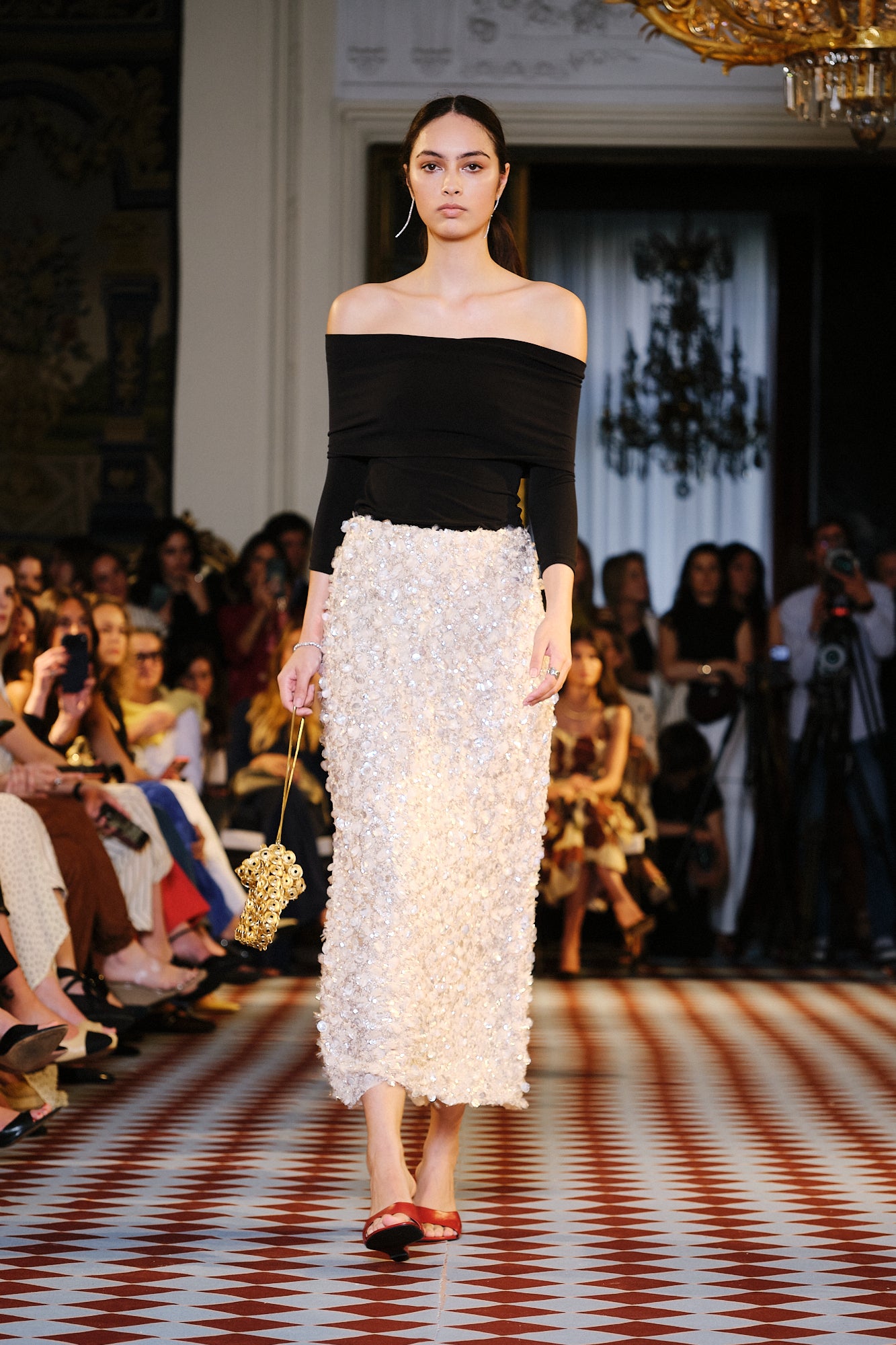 FALDA BIES BRILLO NUDE