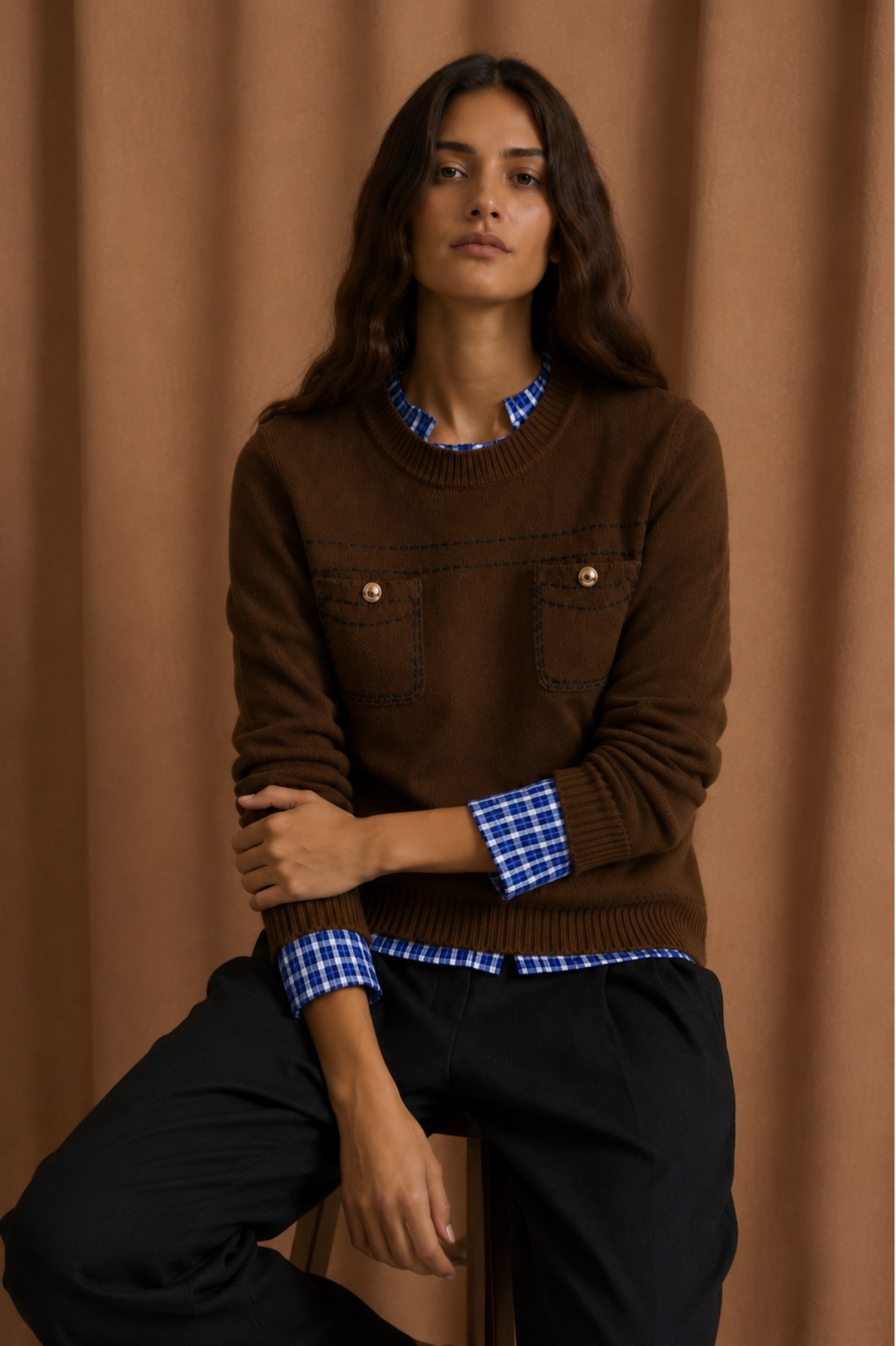 BOSTON KNITTED OCRE JUMPER