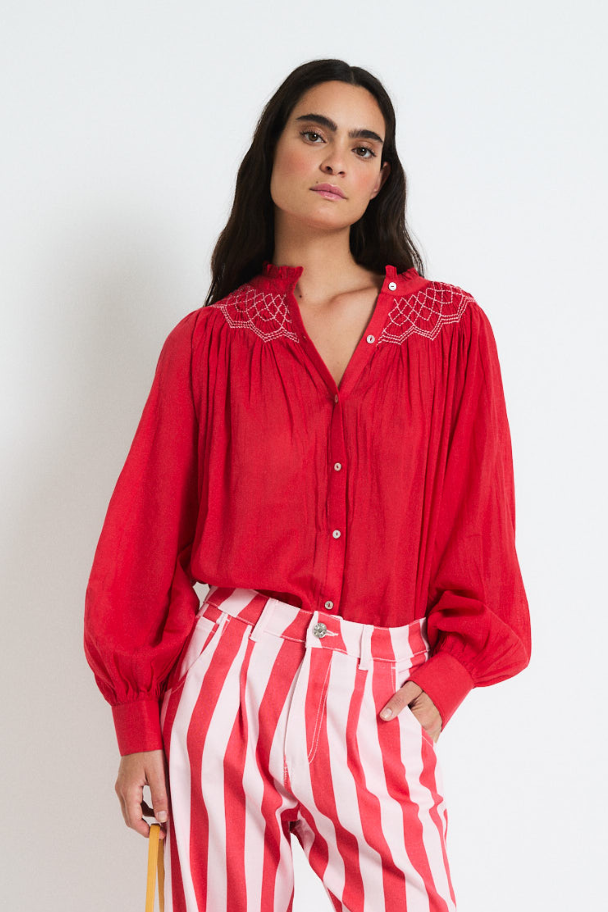 BLUSA TULIPAN VOILE ROJO