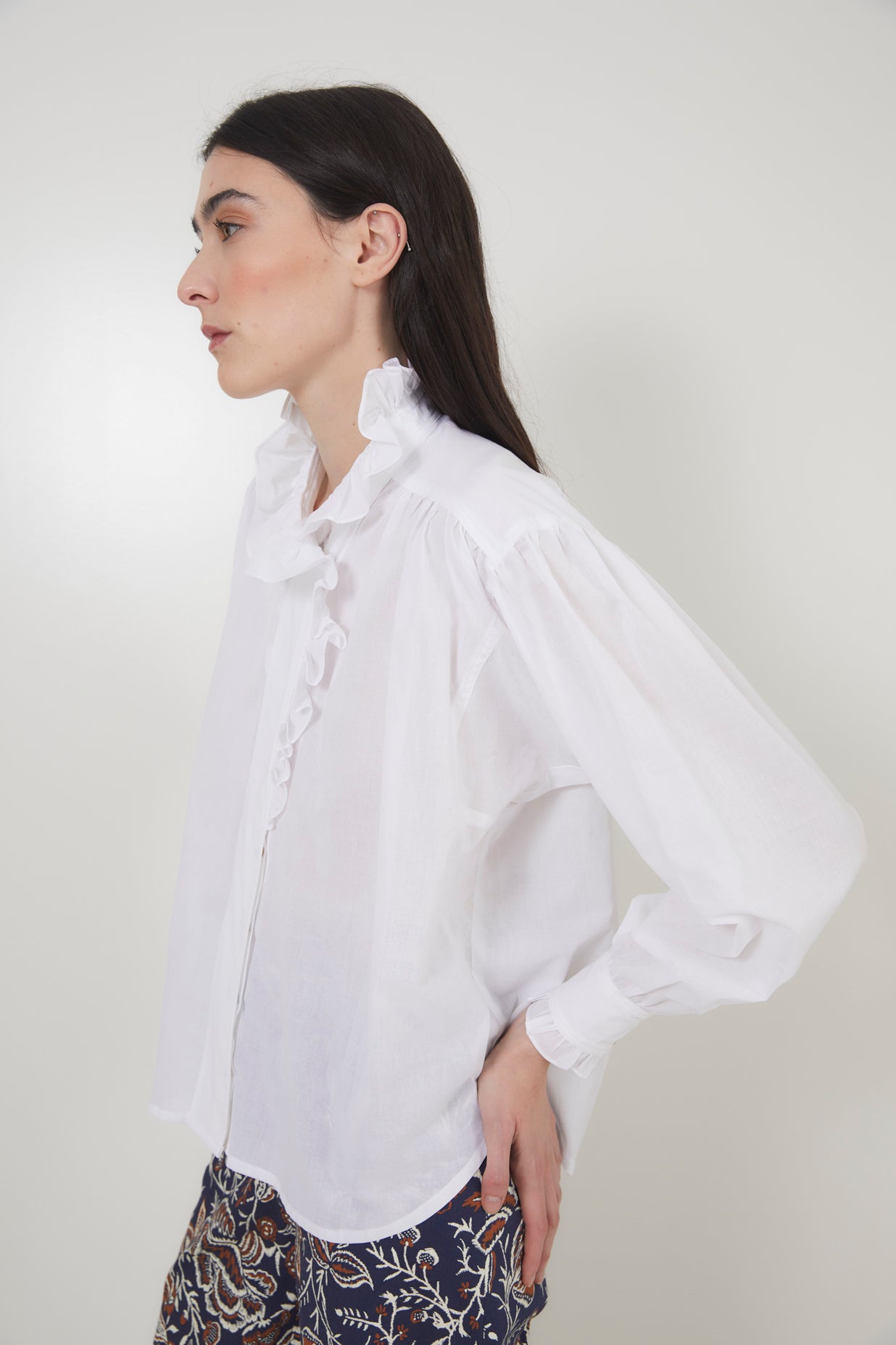 MARIBEL VOILE WHITE BLOUSE