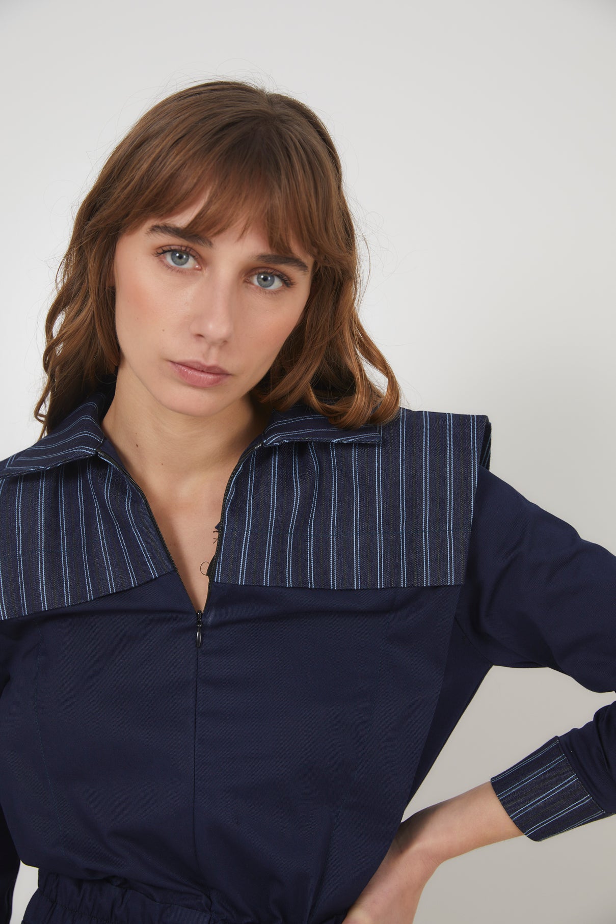 FONTI DENIM STRIPE BLUE JUMPSUIT