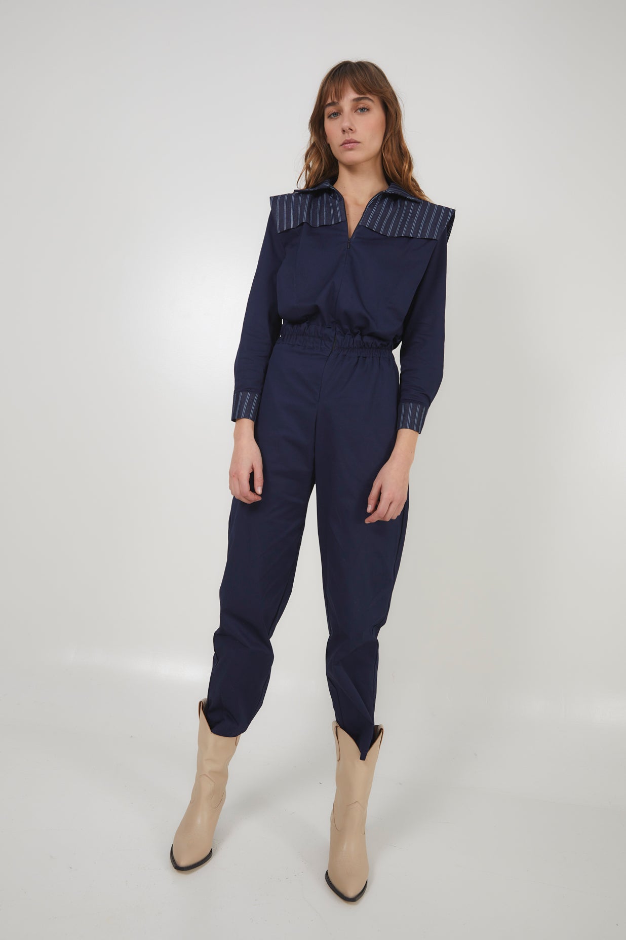 FONTI DENIM STRIPE BLUE JUMPSUIT