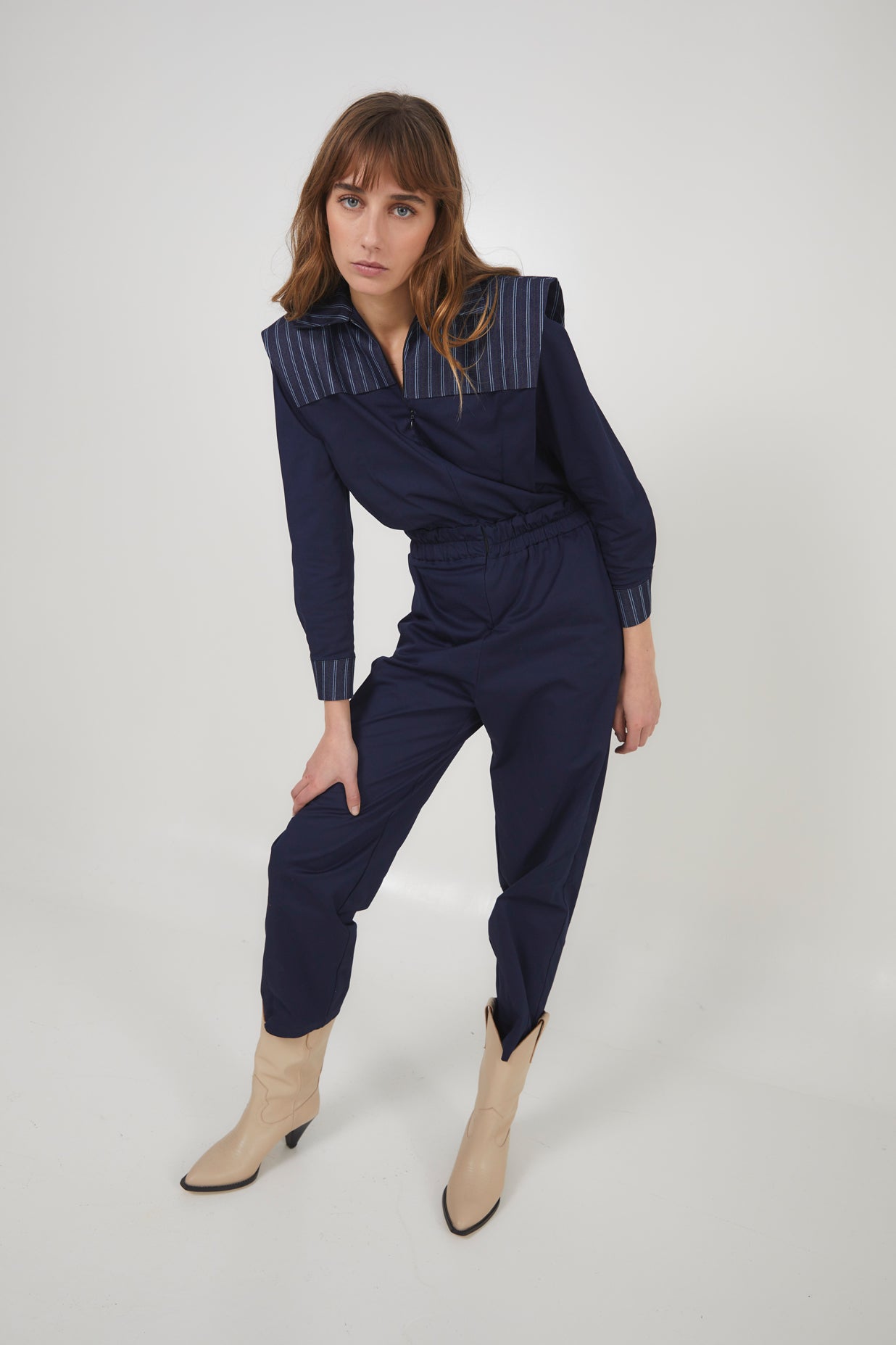 FONTI DENIM STRIPE BLUE JUMPSUIT