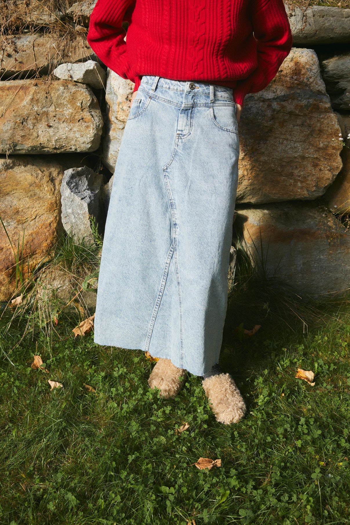 DENIM BLEACHED SKIRT
