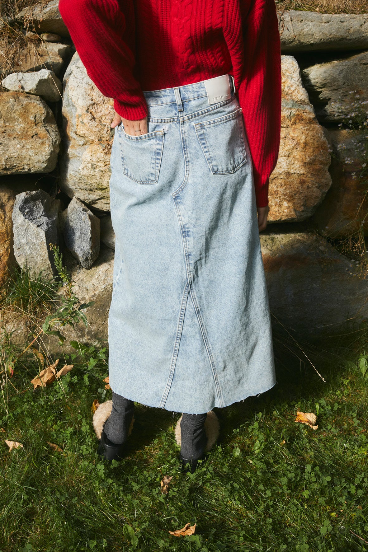 DENIM BLEACHED SKIRT