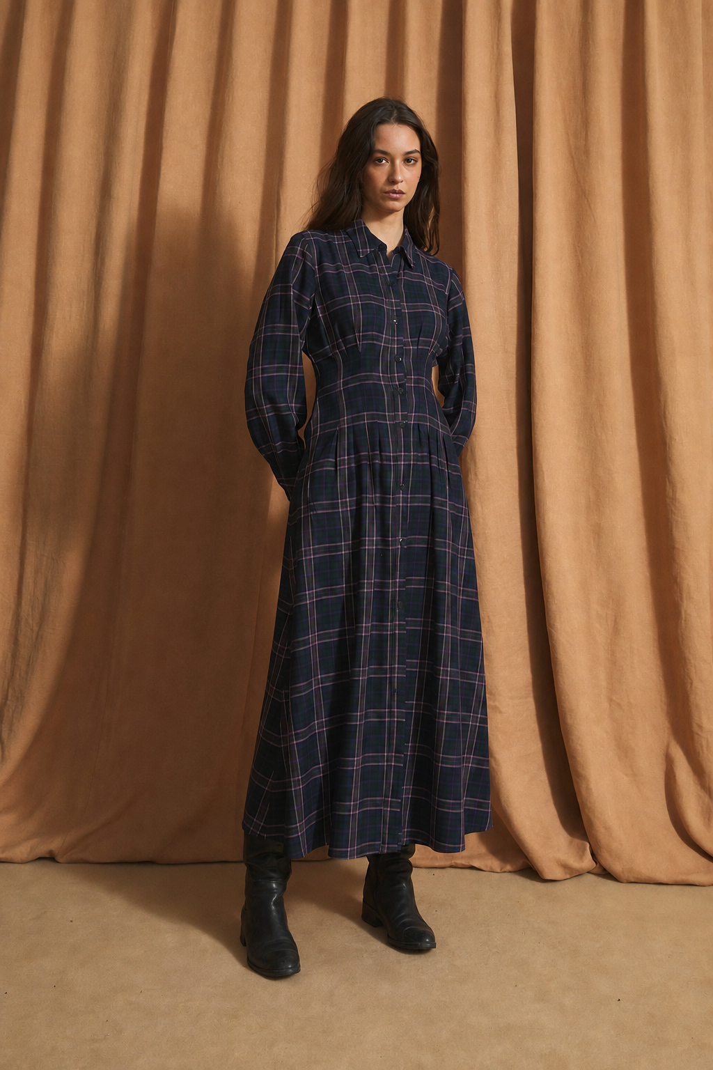 VESTIDO CUCA TARTAN AZUL