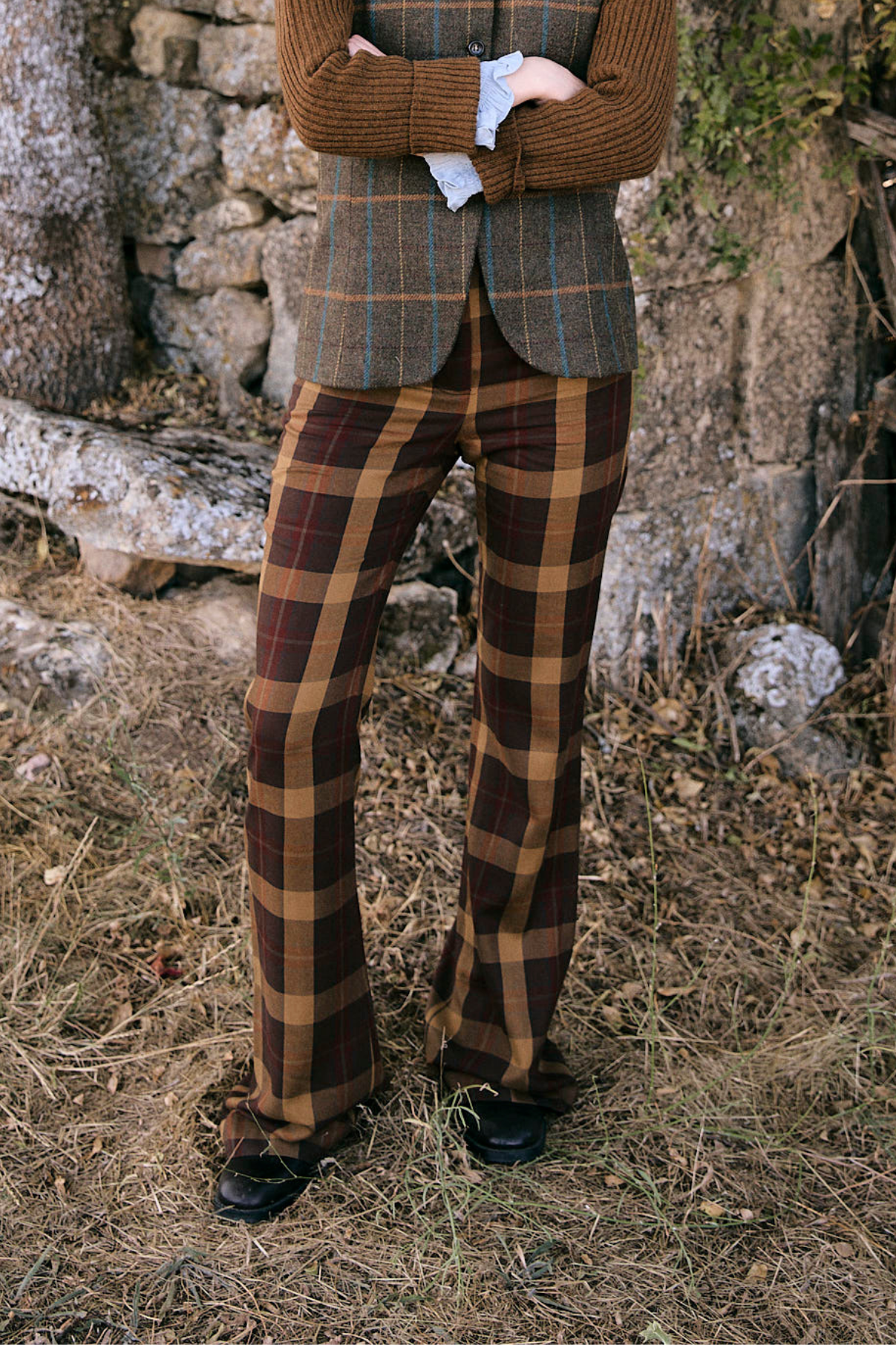 PANTALON OCHENTA MADRAS MARRON