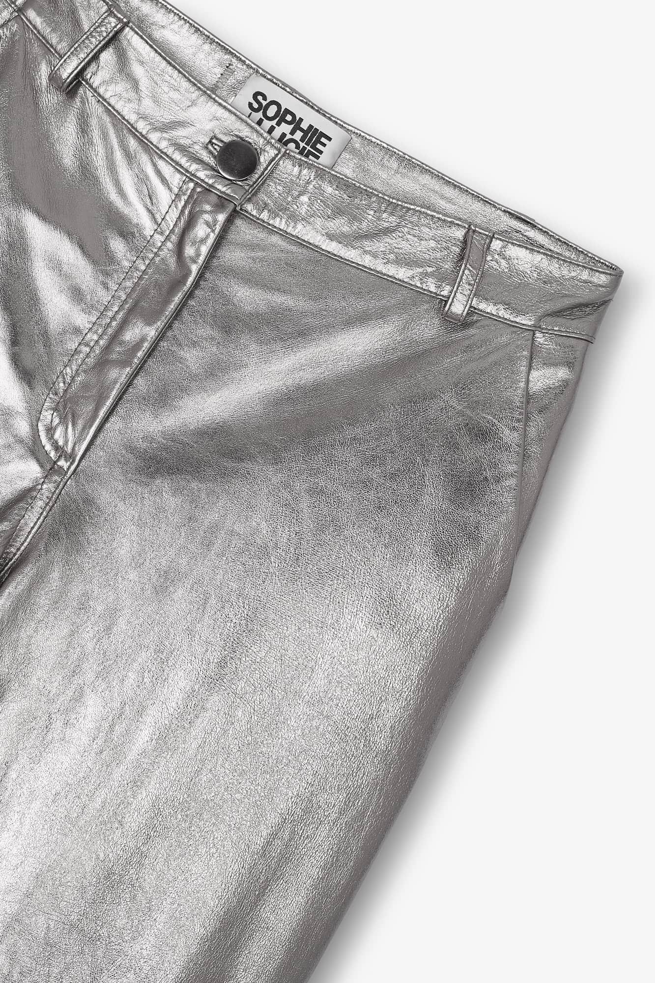 PETE LEATHER SILVER TROUSERS