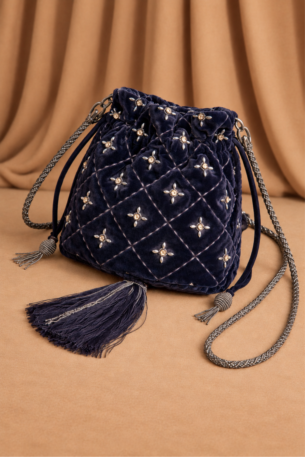 BOLSO GLAM VELVET MARINO