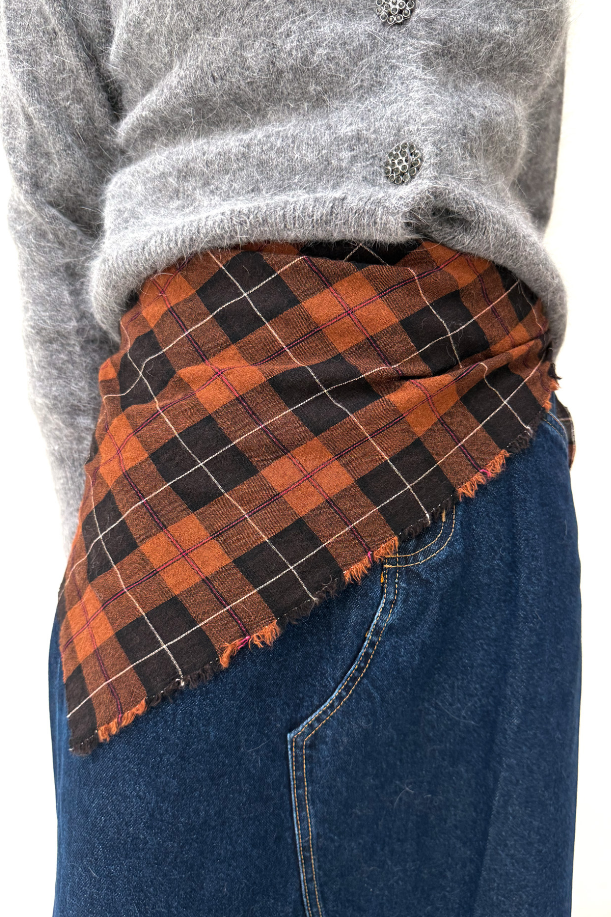 PAÑUELO MADRAS MARRON