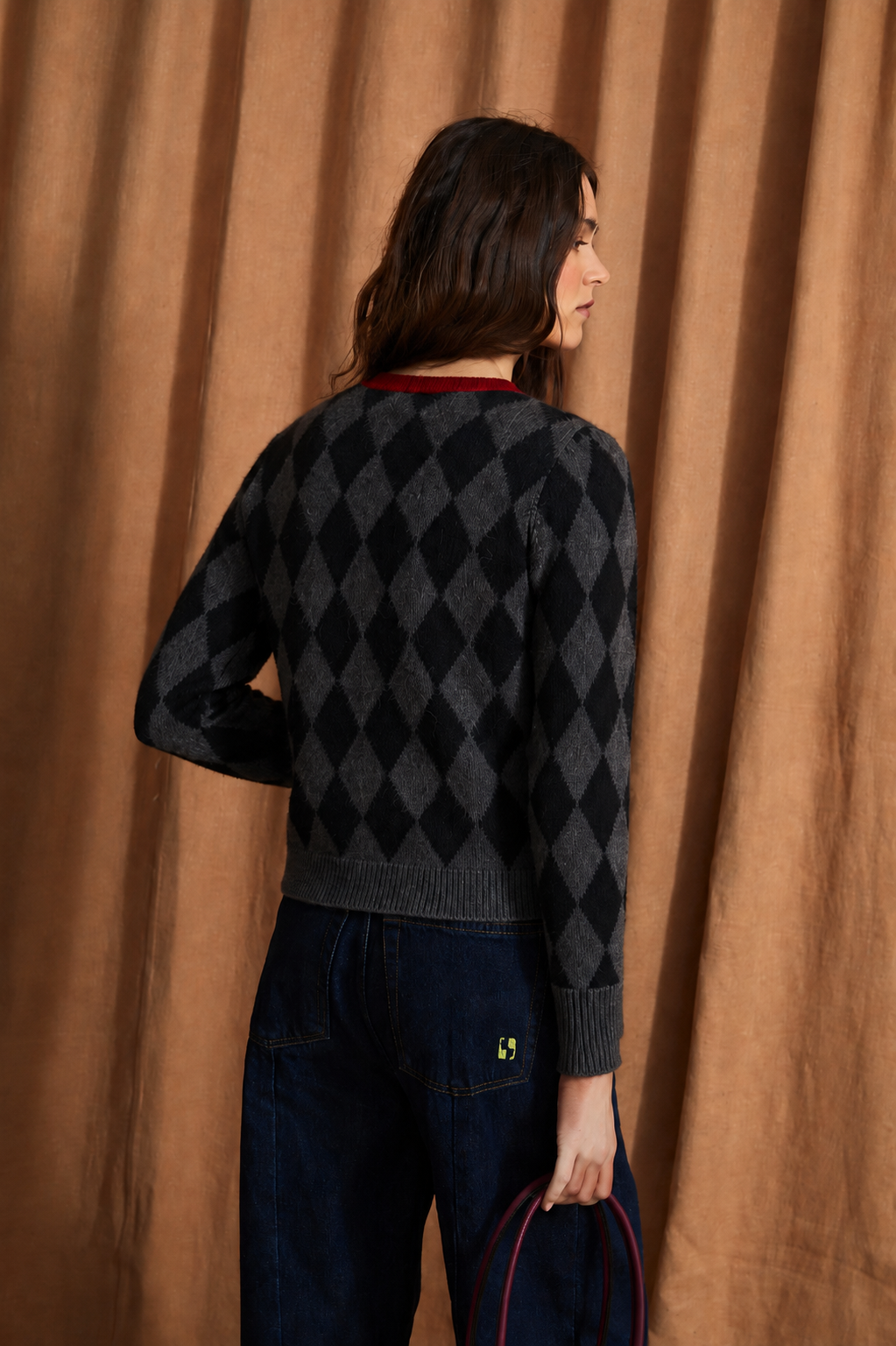 ARLEQUIN KNITTED GREY JACKET