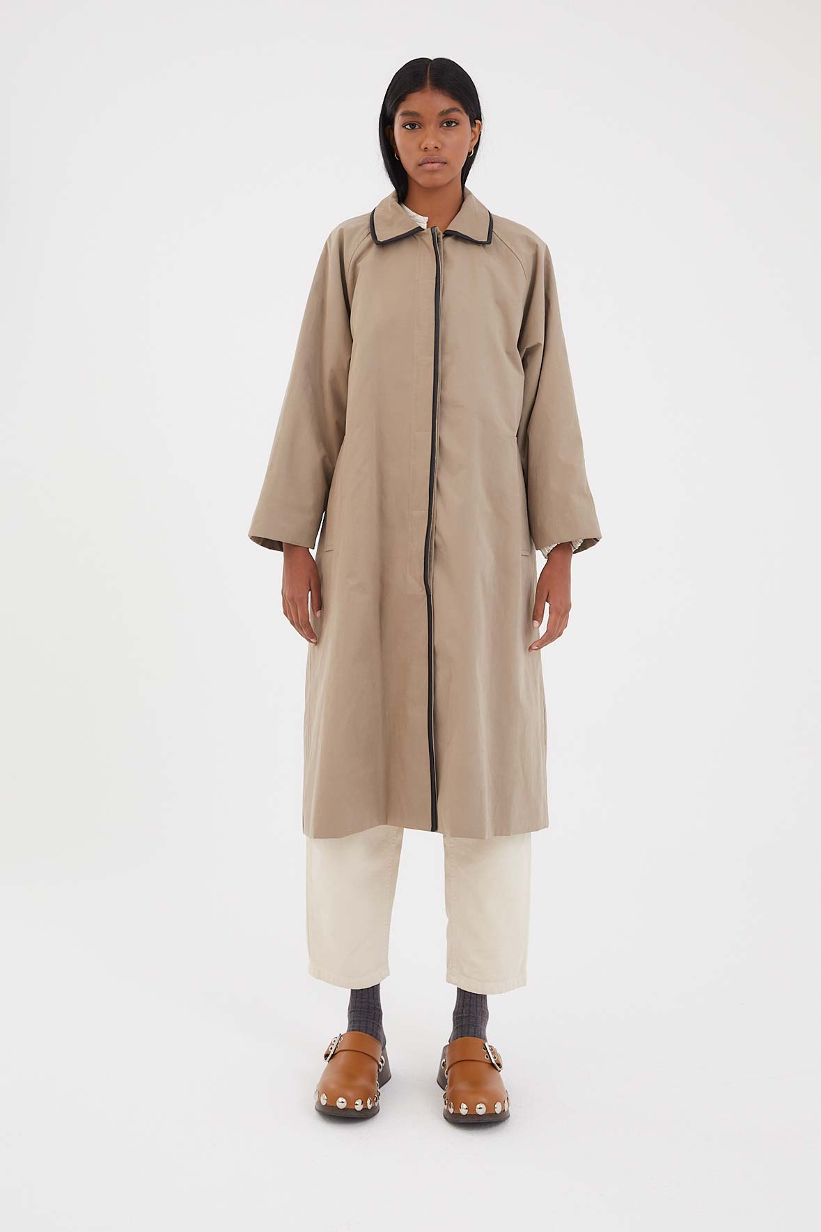 Long oversize taupe trench coat | Sophie and Lucie