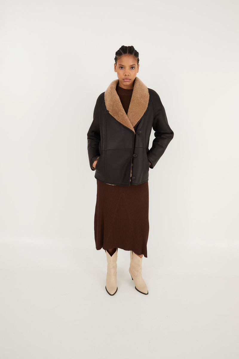 MANTEAU LAPONIA FOURRURE CHOCOLAT