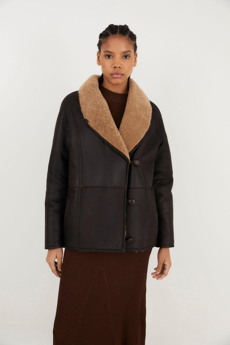 MANTEAU LAPONIA FOURRURE CHOCOLAT