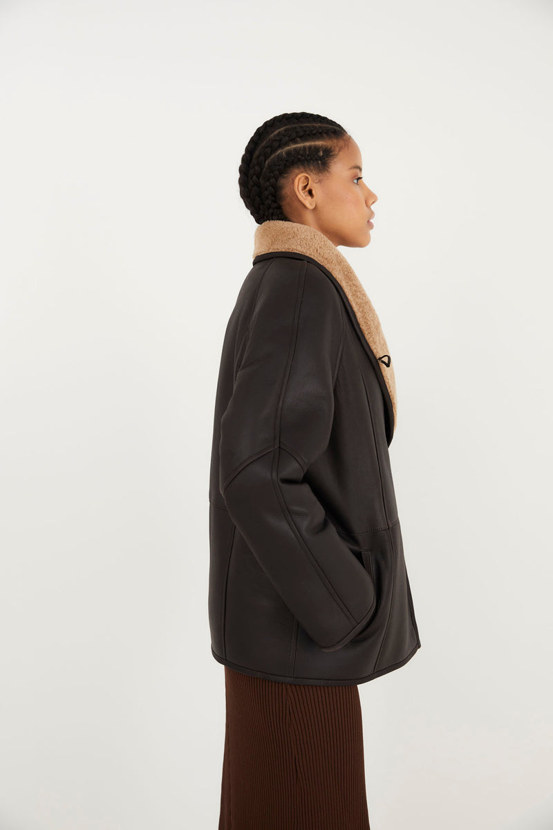 MANTEAU LAPONIA FOURRURE CHOCOLAT