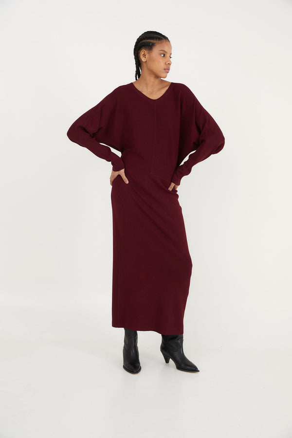 ROBE EN MAILLE LUCIA BORDEAUX