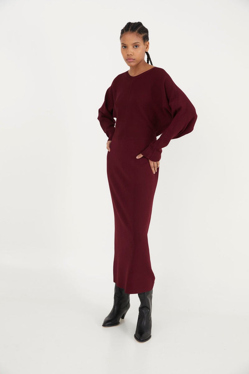ROBE EN MAILLE LUCIA BORDEAUX