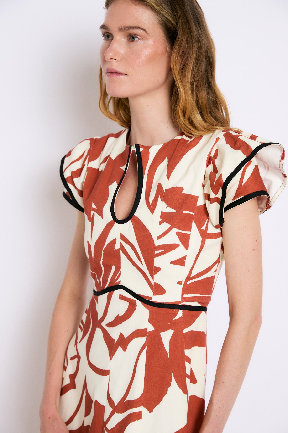 VESTIDO MONICA TROPICAL TEJA