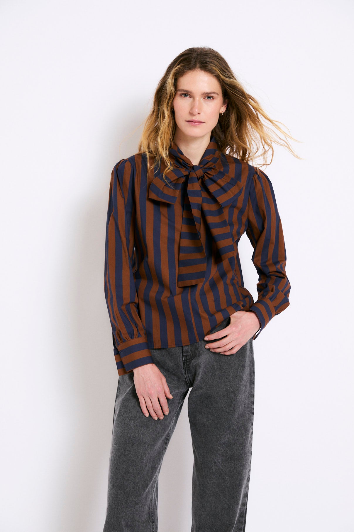 LAZO STRIPED BLUE BLOUSE