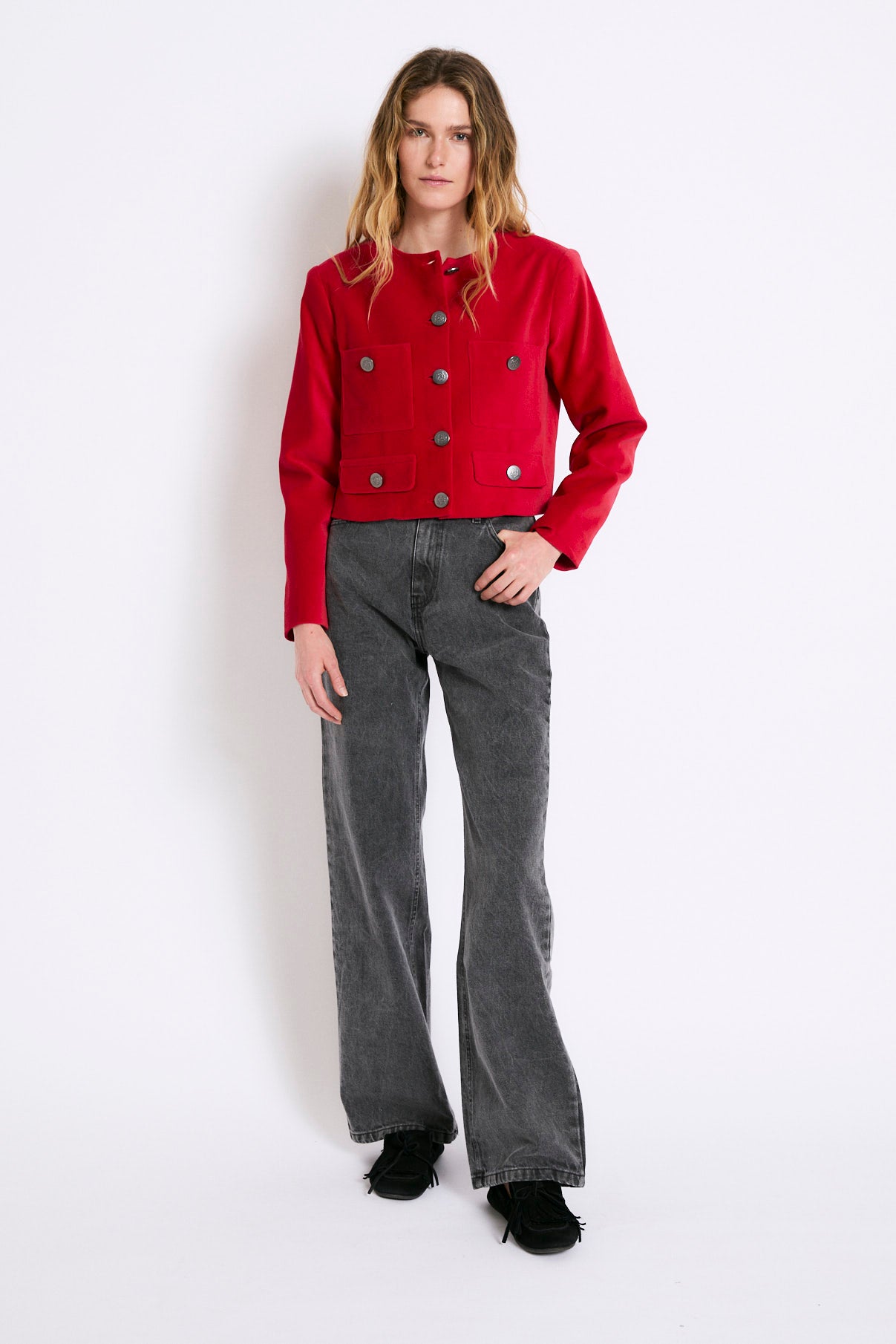 CHAQUETA AINA VELVET ROJO