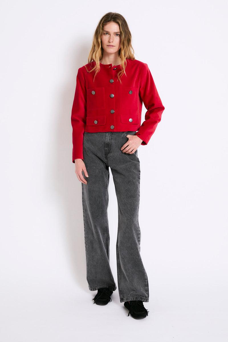 CHAQUETA AINA VELVET ROJO