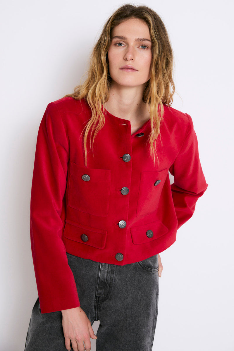 CHAQUETA AINA VELVET ROJO
