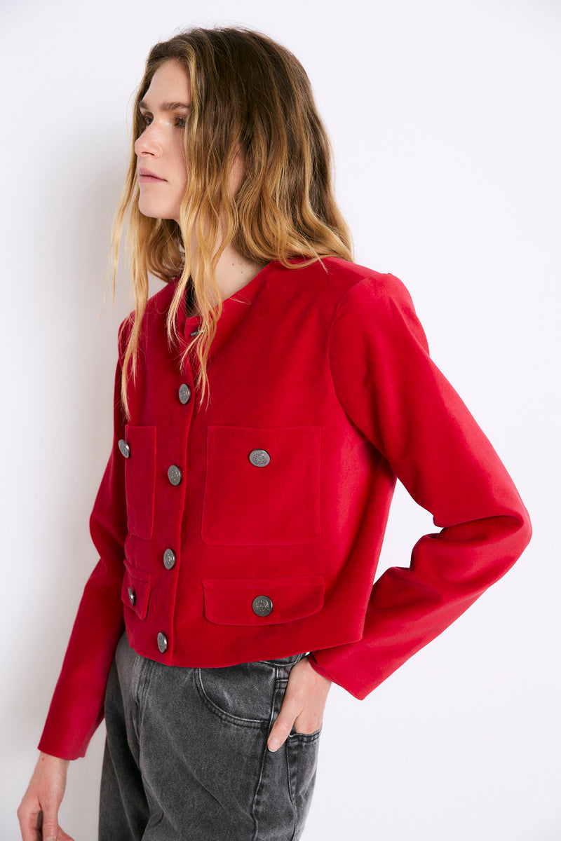 CHAQUETA AINA VELVET ROJO