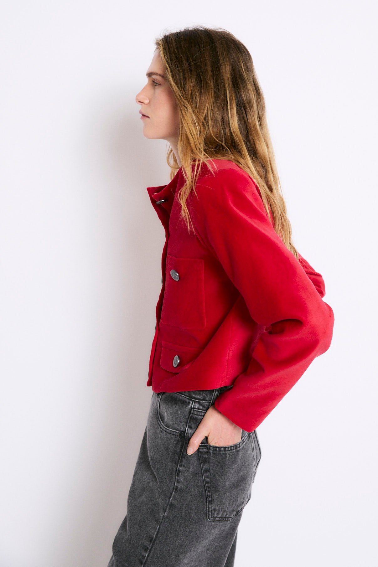 CHAQUETA AINA VELVET ROJO