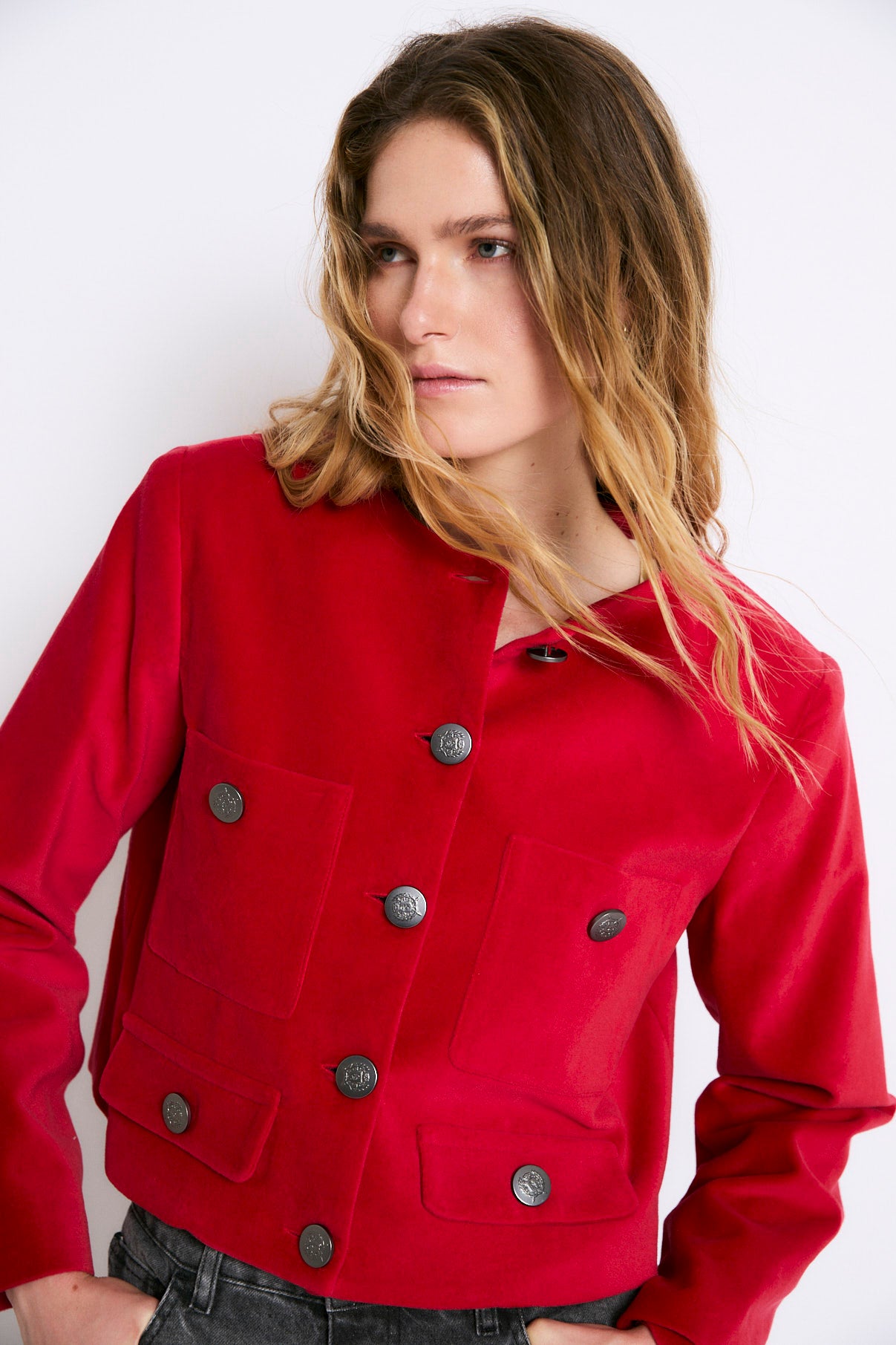 CHAQUETA AINA VELVET ROJO