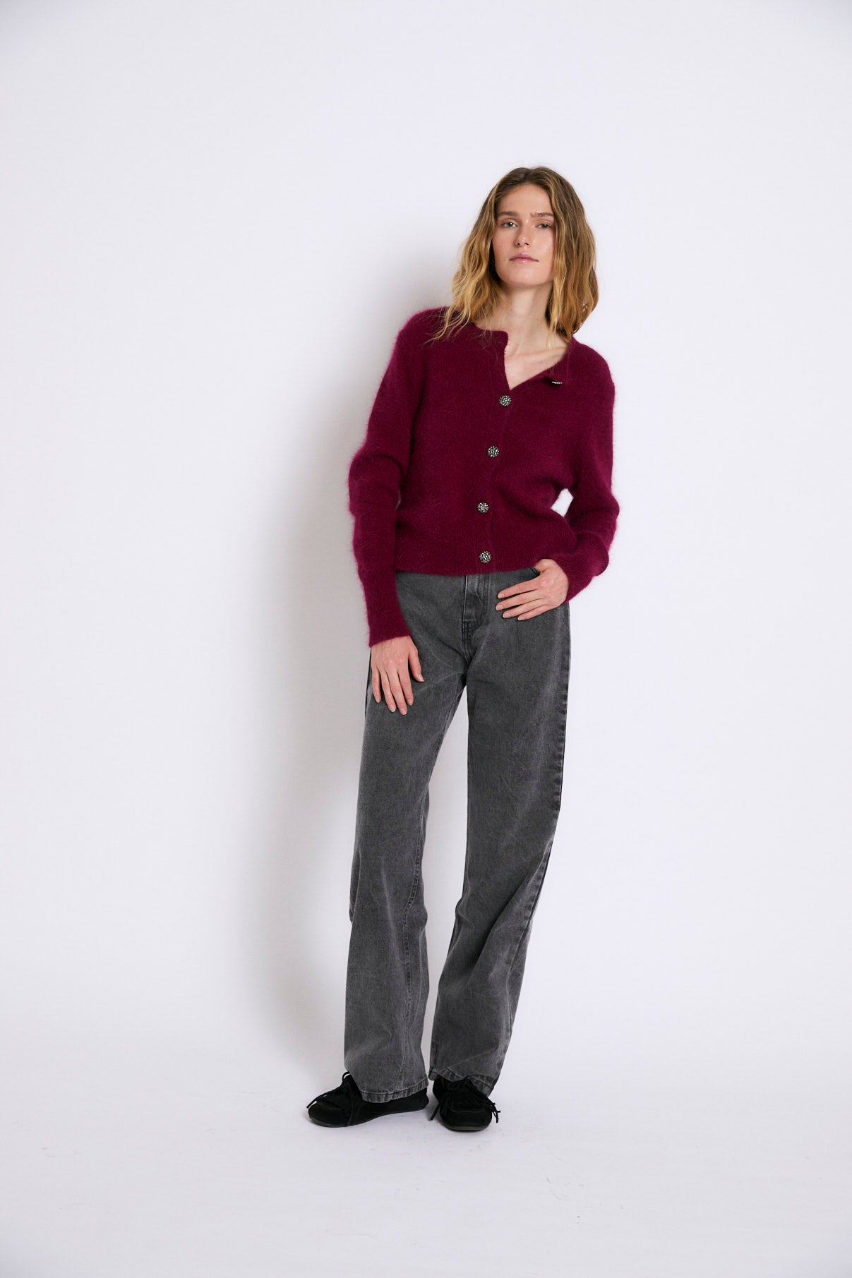 CHAQUETA LUISA PUNTO BURGUNDY