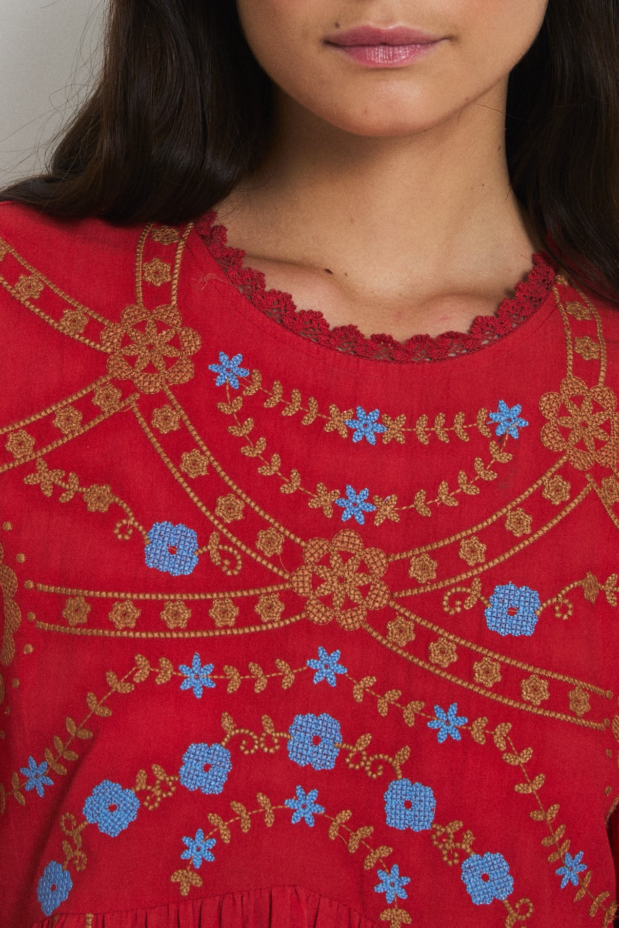 VESTIDO AMAPOLA EMBROIDERY ROJO