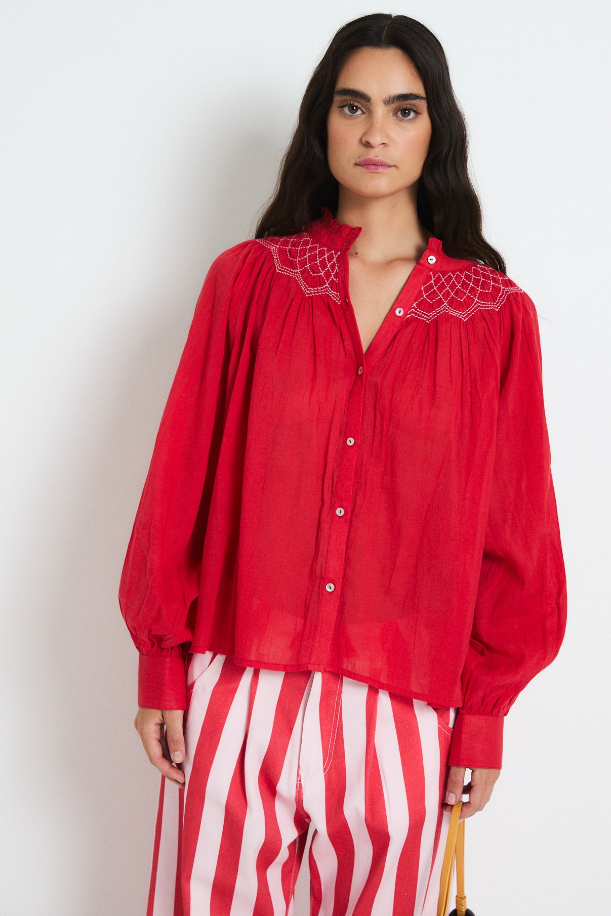 BLUSA TULIPAN VOILE ROJO