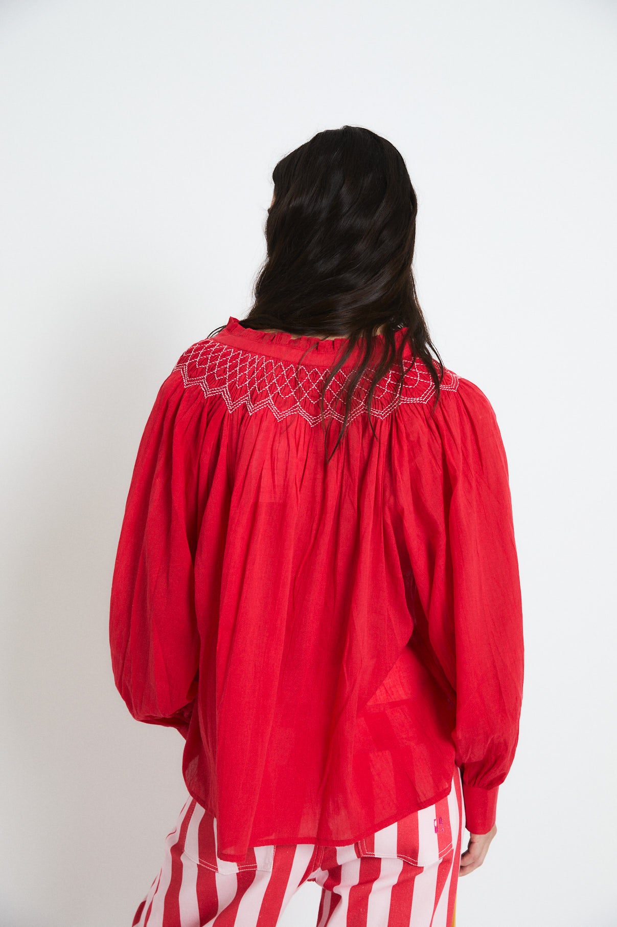 BLUSA TULIPAN VOILE ROJO
