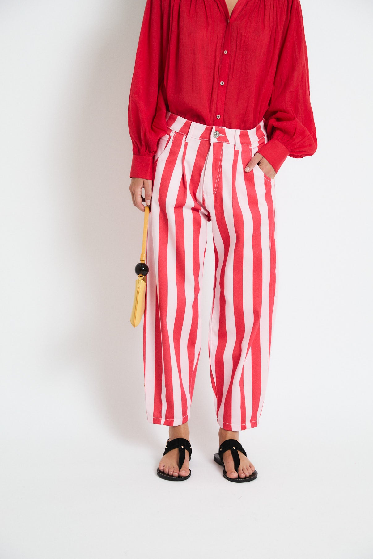 JEANS BOYFRIEND BARRAS ROJO