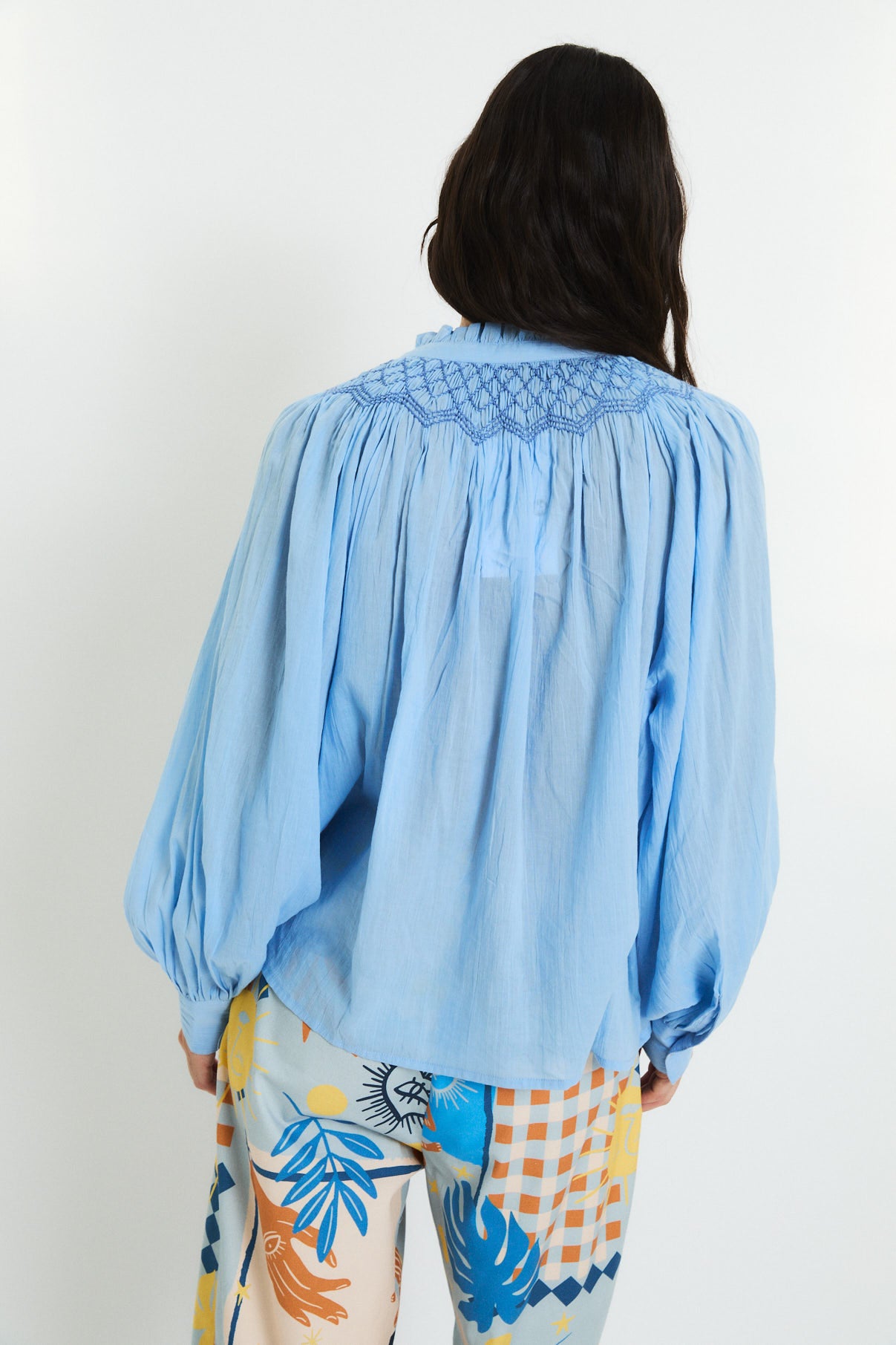 BLUSA TULIPAN VOILE AZUL