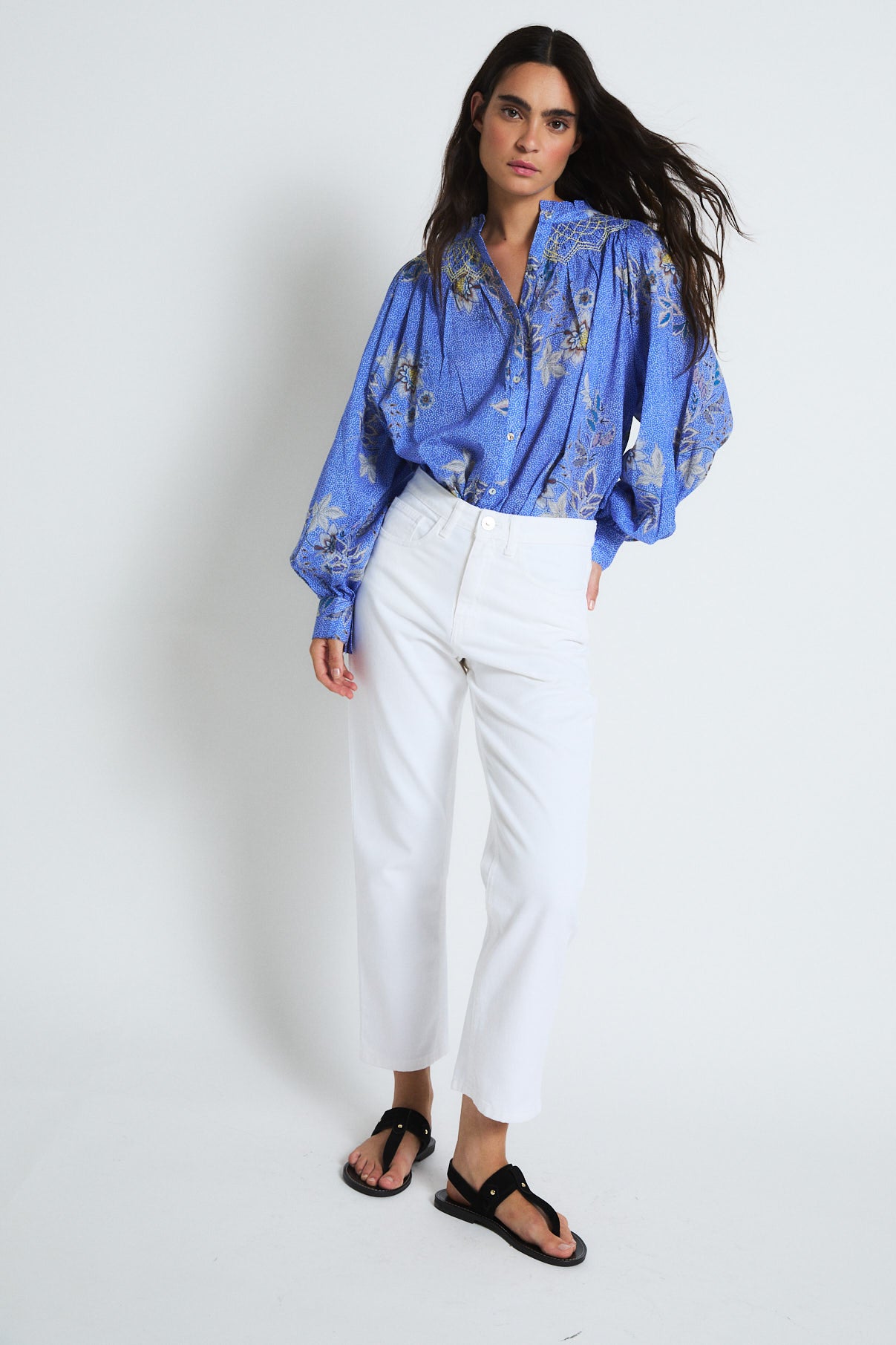 BLUSA TULIPAN PUNTOS AZUL