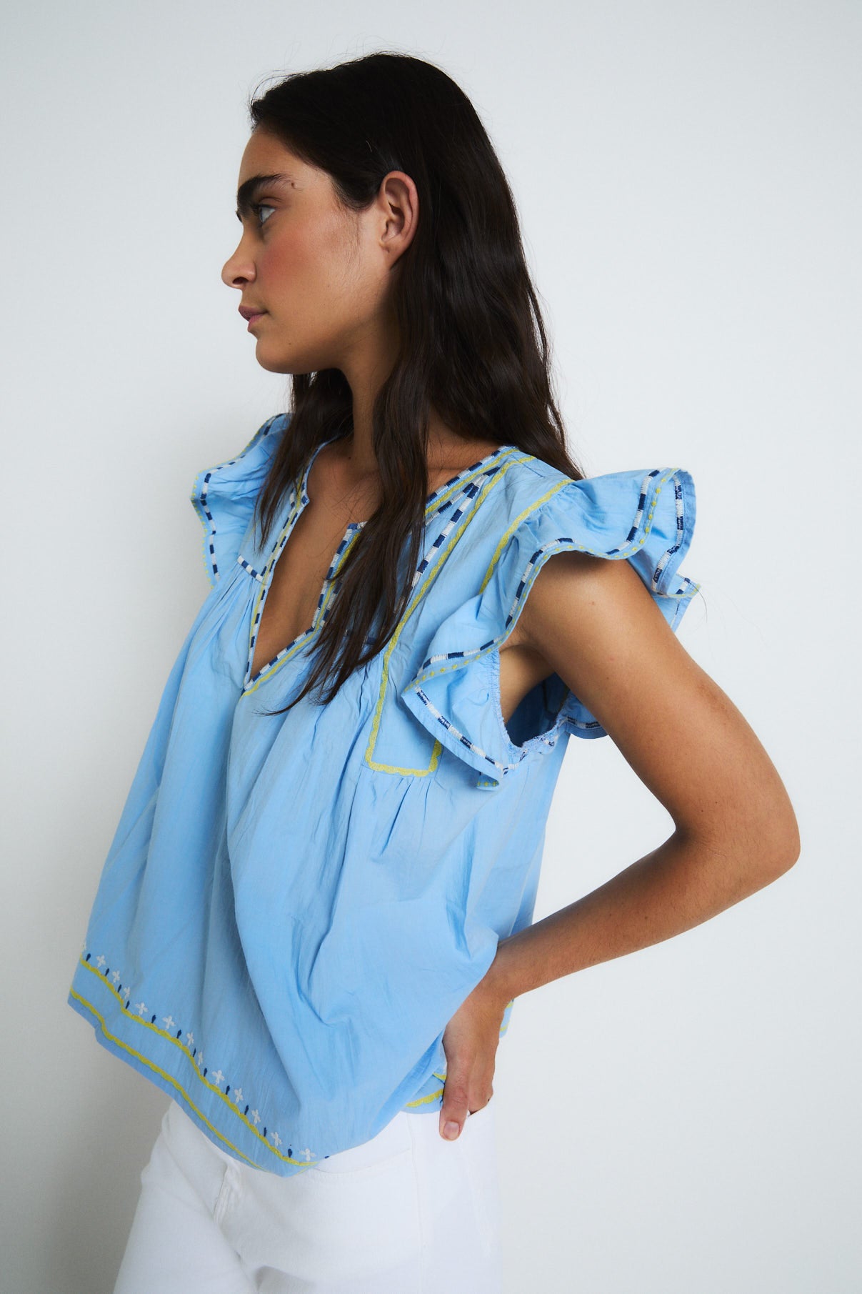 BLUSA AURA EMBROIDERY AZUL