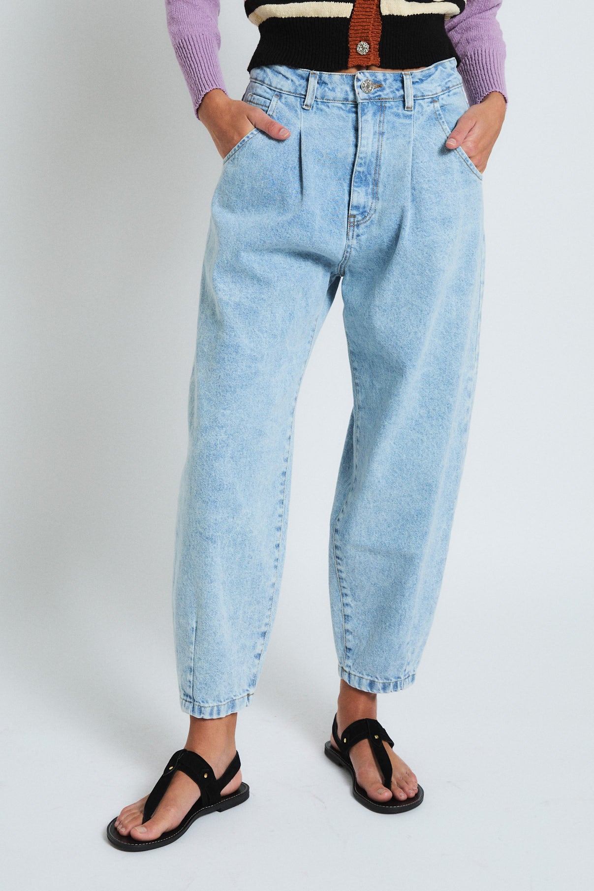 JEANS BOYFRIEND BLEACH AZUL