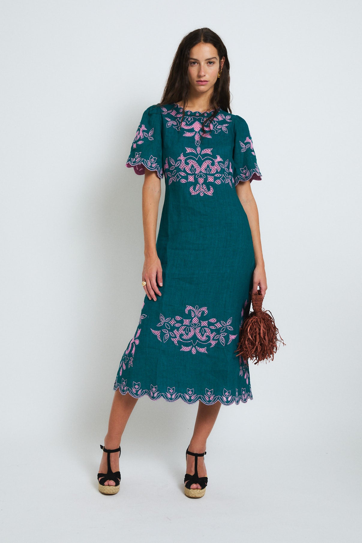 VESTIDO PEONIA EMBROIDERY COBALTO