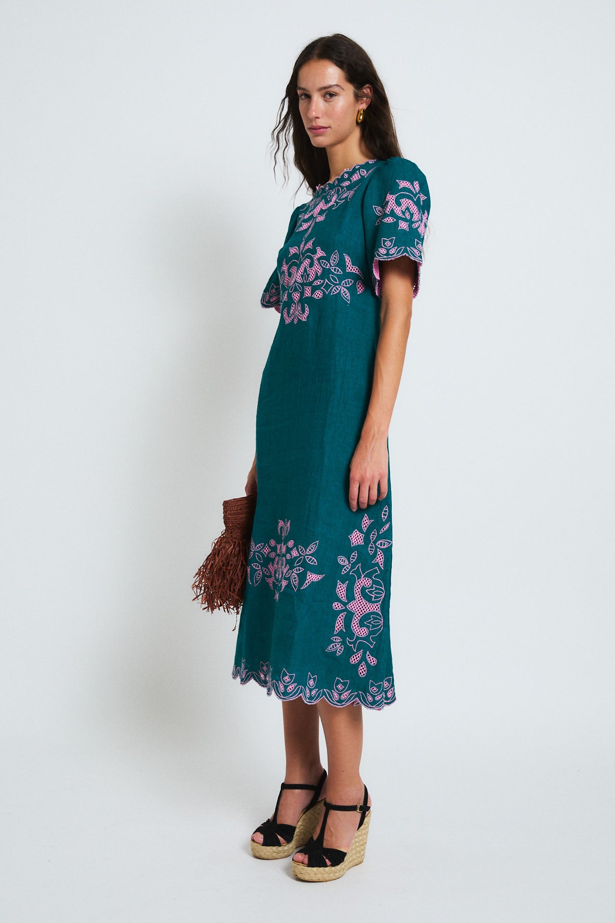 VESTIDO PEONIA EMBROIDERY COBALTO